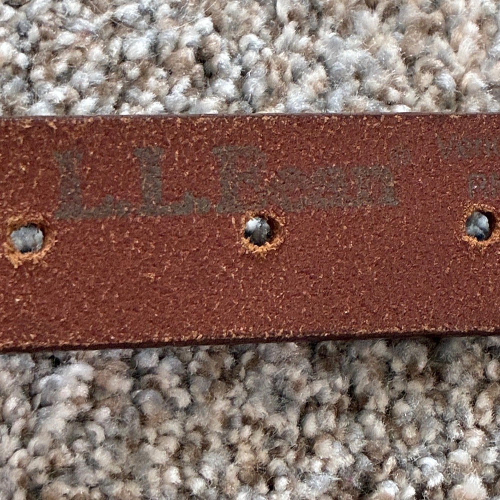 90's LL Bean Leather Belt Mens 34? Brown Brass Buckle USA Americana Heritage - Picture 8 of 9